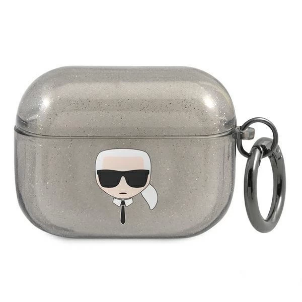 Karl Lagerfeld Kryt KLAPUKHGK AirPods Pro čierny/čierny Glitter Karl`s Head